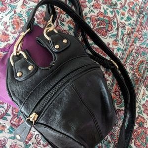 Black leather crossbody pouch